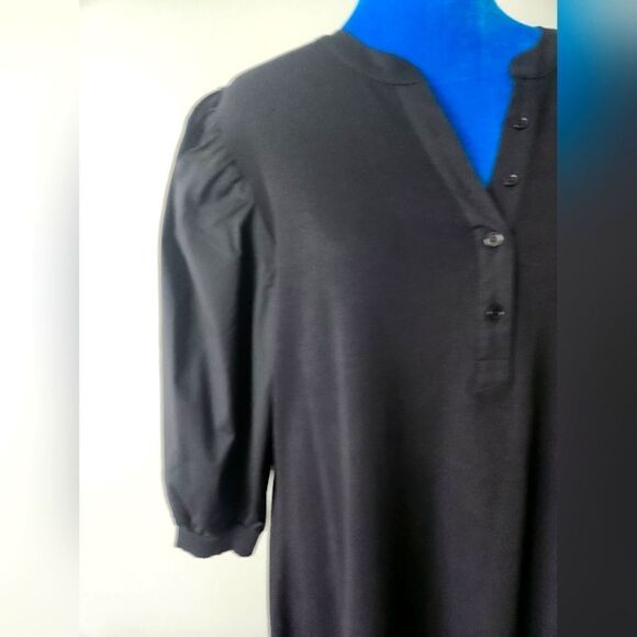 CHICOS SHORT DRESS BOW SLEEVE HENLEY. DRESS SOLID DRESS  SIZE 3.very beautiful - Picture 2 of 6